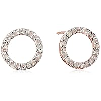 Amazon Collection 1/5th CT TW Diamond Geometric Circle Stud Earrings in Sterling Silver