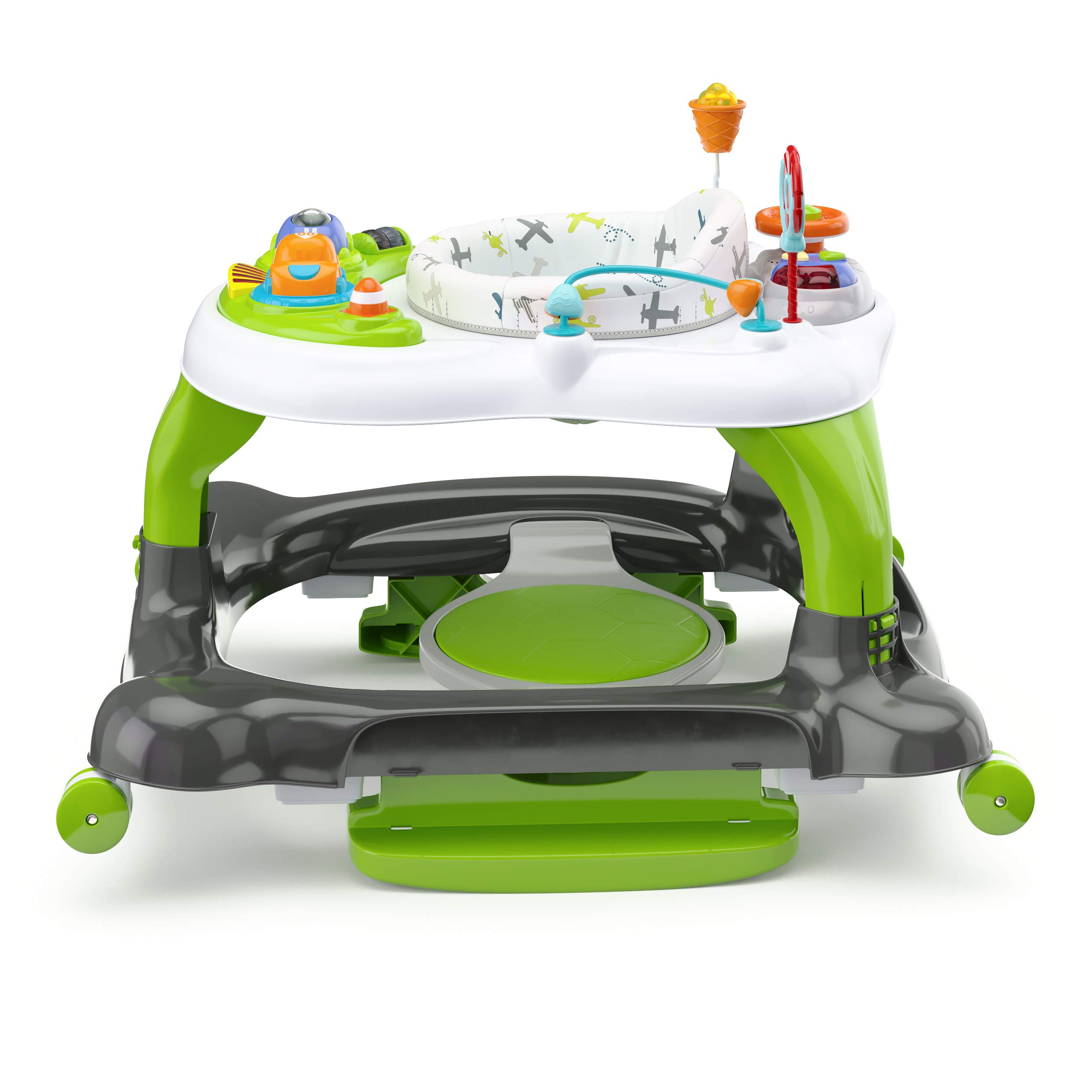 Storkcraft 3-in-1 Activity Walker and Rocker with Jumping Board and Feeding Tray, Interactive Walker with Toy Tray and Jumping Board for Toddlers and Infants, Green