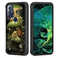 for Motorola Moto G Pure/G Power 2022 Case/G Play 2023 Case,Heavy Duty Dual Layer Hard PC & Soft Silicone Rugged Bumper Shockproof Protective Case,Cute Frog Mushroom