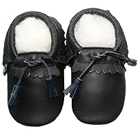 Leather and Corduroy Baby Soft Sole Shoes Boy Girl Infant Child Kid Toddler First Walk Gift Moccasin Lace Navy