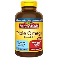 Nature Made Triple Omega 3 6 9, Fish Oil as Ethyl Esters and Plant-Based Oils, Healthy Heart Support, 150 Softgels, 50 Day Supply
