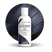 Adore Semi Permanent Hair Color - Vegan and Cruelty-Free Hair Dye - 4 Fl Oz - 130 Blue Black (Pack of 1)