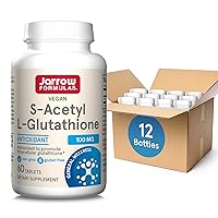 Acetyl L-Glutathione Tablets - 100 mg - 60 Count - Dietary Supplement - Stable Form of L-Glutathione - for Antioxidant Support and Detoxification - Non-GMO - Gluten Free, Pack of 12