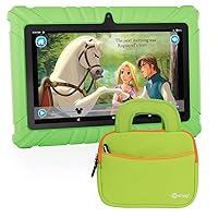 Contixo Kids Tablet, V8 Tablet for Kids and Tablet Sleeve Bag Bundle, 7” Toddler Tablet, 2GB+32GB Android 11 Tablet with Case, Learning Games Included, Parental Control Family Link - Green