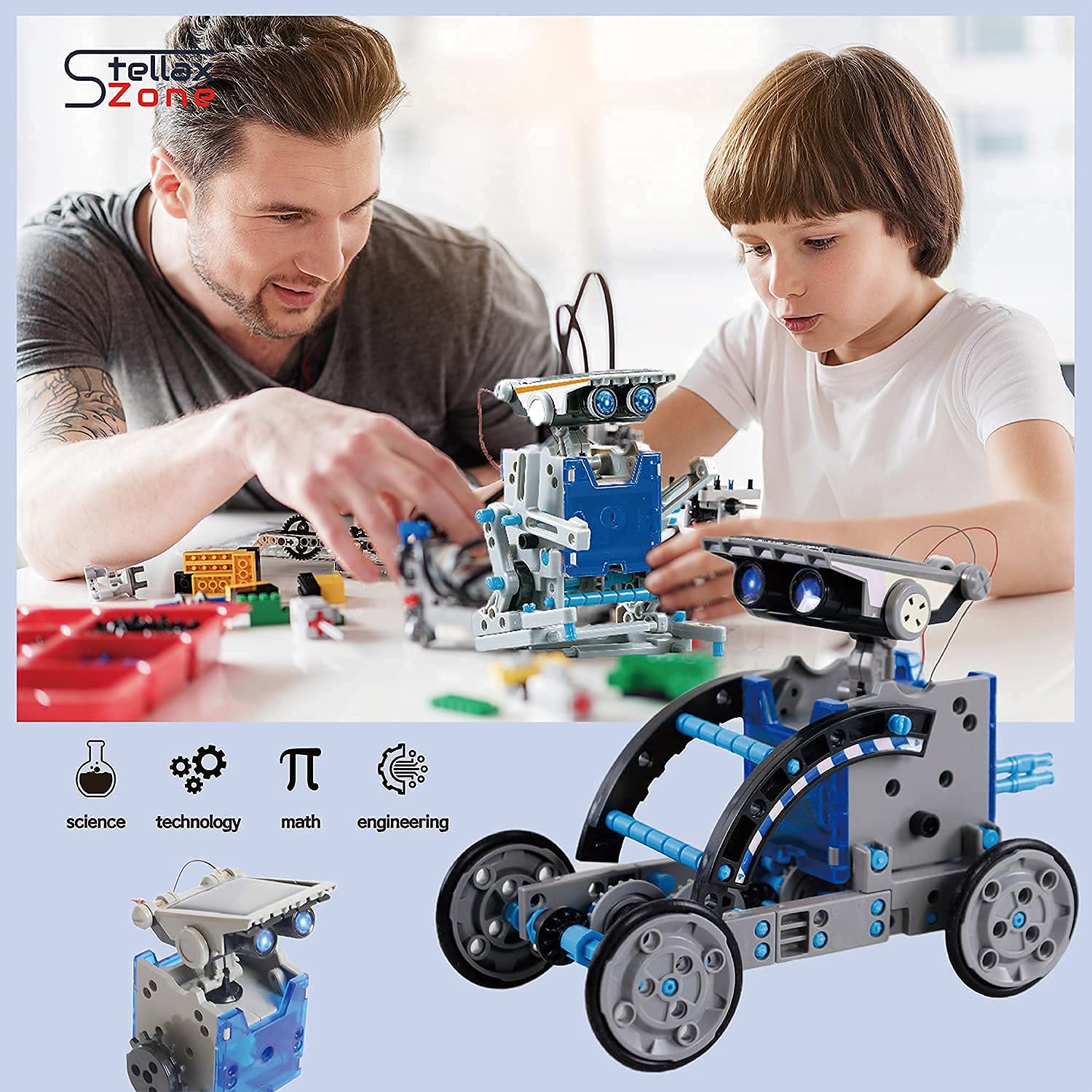 STELLAX ZONE 12 in 1 Solar Robot Kit, Building Robots for Kids 8-12 Year Olds Boys Girls Gifts, 190 Pcs STEM Education Science Toys Robotics Kits