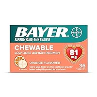 Bayer Chewable Low Dose Aspirin 81 mg Tablets 36 Count Orange, Pack of 6