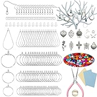 XKCWXY 755Pcs Beading Hoop Earrings for Jewelry Making,with Earring Finding Teardrop Round Beading Hoop,Earring Hooks and Backs,Jump Rings, Silver Earring Charms,Pony Beads for Earring Making Kit