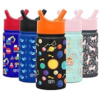 Kids Water Bottle with Straw Lid | Insulated Stainless Steel Reusable Tumbler for Toddlers, Boys | Summit Collection | 14oz, Solar System