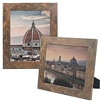 8x10 Picture Frame - Country Wood Grain Style - Tabletop Display, Back Hangers for Wall Display - Great for Photos, Gift, Pictures, Wedding, Portraits (2 Pack, Brown)