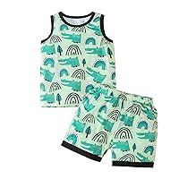 for Winter New Born Kids Toddler Baby Unisex Spring Summer Animal Print Cotton Sleeveless Shorts (Green, 5-6 Years)