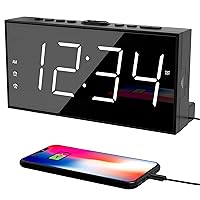 Alarm Clock for Bedroom, 2 Alarms Loud LED Big Display Plug in Simple Basic Digital Clock with USB Charging Port, Adjustable Volume, Dimmable, Snooze for Deep Sleepers Kids Elderly Home Office