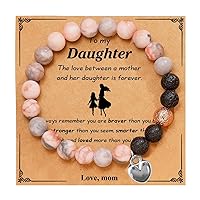 XAM Natural Stone Black and Pink Bracrlets The Love Between a Mother/Grandmother/Sister and Her Daughter/Granddaughter/Sister Beaded Bracelets Love Gifts for Women and Girls