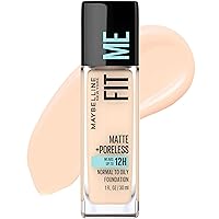 Fit Me Matte + Poreless Liquid Oil-Free Foundation Makeup, Fair Ivory, 1 Count (Packaging May Vary)