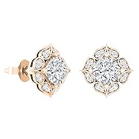 IGI Certified 10K Solid Gold Flower Halo Style Stud Earrings for Women with 2.65 ctw, Cushion (2.50 ct) & Round (0.15 ct) Lab Grown White Diamond