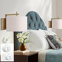 Adair Mid Century Modern Wall Lamps Set of 2 with Smart Sockets Warm Brass Metal Plug-in 12