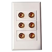 Wall Plate with 3 Ports for Speaker White Faceplate Panel for Cabling System Service Integrated Wiring Work