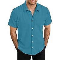 SHZFGUI Men's Short Sleeve Shirt, Casual Shirt, Regular Fit, Summer Casual Beach Shirt, Plain Summer Shirt for Holiday, Breathable Casual Shirt, M-8XL
