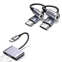 UGREEN 2 Pack USB C to 3.5mm Audio Adapter Type C to Headphone Aux Jack Dongle 24bit/96kHz Bundle USB C to 3.5mm Audio Adapter 3 in 1 Charger and Headphone Splitter