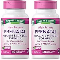 Prenatal Vitamins with Folic Acid | 60 Capsules | Non-GMO & Gluten Free Supplement Pack of 2