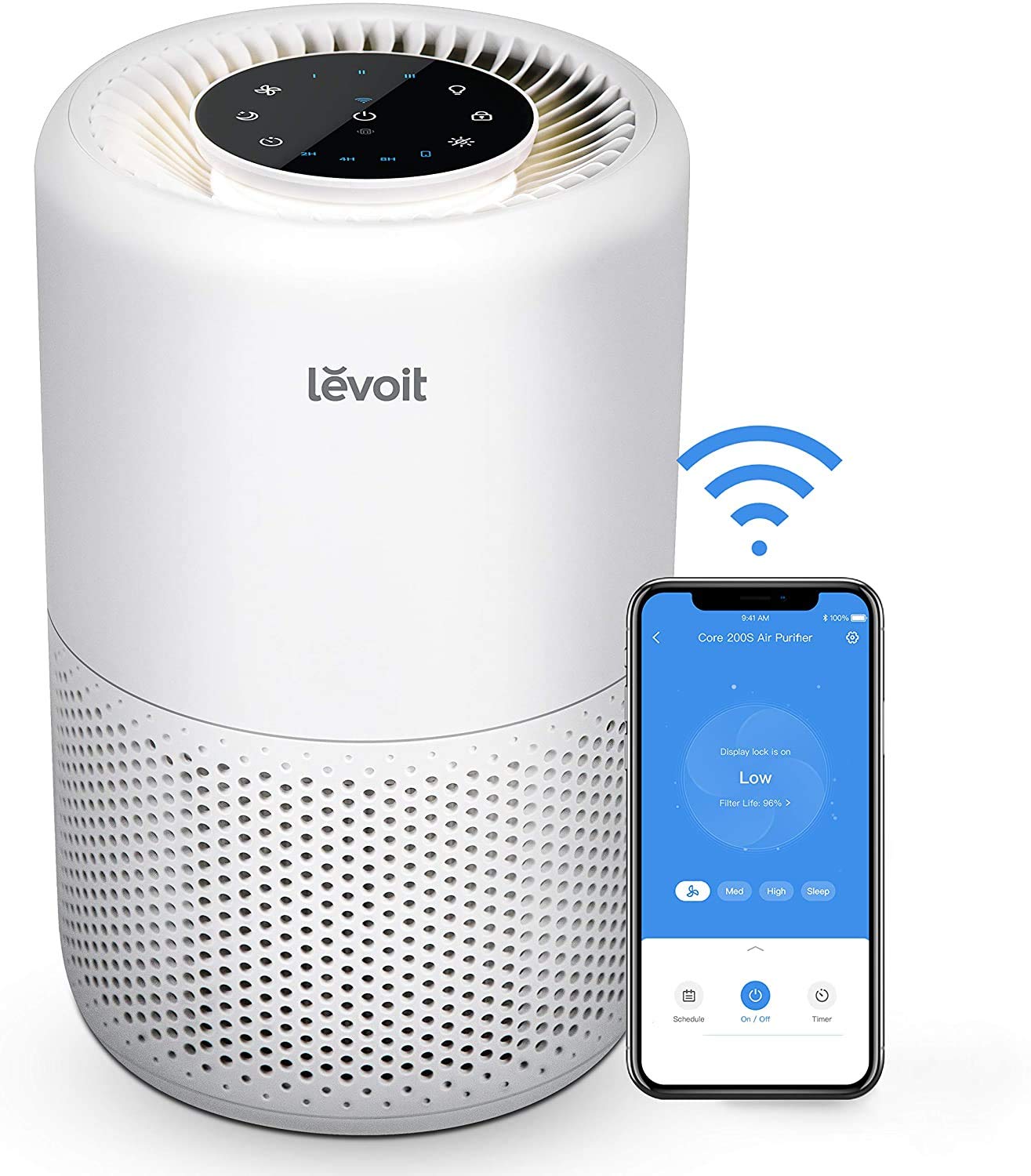 LEVOIT Air Purifier for Home Large Room, Smart WiFi Alexa Control, HEPA Filter for Allergies, Removes Pollutants, Smoke, Dust, Covers up to 915 Sq.Foot, 24dB Quiet for Bedroom, Core 200S, White