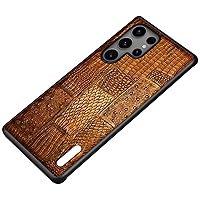 YEXIONGYAN-Business Style Case for Samsung Galaxy S24 Ultra/S24 Plus/S24 True Cowhide Leather 100% Handmade Cover Shockproof Slim Fit (S24 Ultra,Orange)