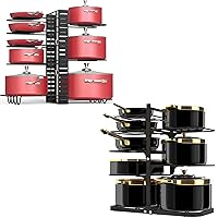 Podxco 8 Tier Pots and Pans Organizer - 3 DIY Methods Pan Organizer Rack for Cabinet & Heavy-Duty Pan Organizer, Adjustable Pots and Pans Organizer Under Cabinet for Heavy Cookware and Lid