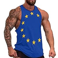 European Union Flag Men's Workout Tank Top Casual Sleeveless T-Shirt Tees Soft Gym Vest for Indoor Outdoor