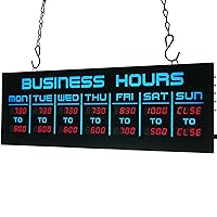 Digital Business Hours Sign by ELEMENT LUX - Electronic Programmable Business Hours of Operation Open Signs with Ultra Bright LEDs - Remote and Hanging Kit - 16in x 5.5in, Blue