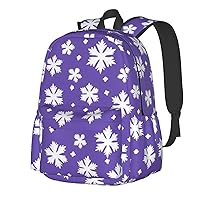 Snowflake Print Patterns Backpack Print Shoulder Canvas Bag Travel Large Capacity Casual Daypack With Side Pockets