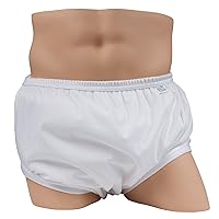 LeakMaster Adult PUL Waterproof Pants - Soft, Quiet, Breathable, Durable Adult Plastic Pants. Generous Cut/Fit for Use with Cloth Diapers - White, Medium Best Fits 32-36 Inch Waist (1 Pack)