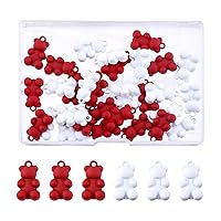 SUPERFINDINGS 40pcs 2 Color Spray Painted Alloy Pendants Bear Alloy Charms with 1.8mm Hole Bears Alloy Beads Pendants for Crafts Jewelry Making