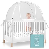 Pop Up Crib Tent, Fine Mesh Crib Netting Cover to Keep Baby from Climbing Out, Falls and Mosquito Bites, Safety Net, Canopy Netting Cover - Sturdy & Stylish Infant Crib Topper