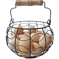 Egg Basket for Gathering Fresh Eggs,Egg Baskets for Fresh Egg Farmhouse,Egg Collecting Basket,Round Metal Wire Egg Basket With Handle,Refrigerator Countertop Holder,Gift Kitchen Storage Bin