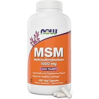 Now MSM 1000mg Veg Capsules, 400 Count Methyl-Sulphonyl-Methane, Made in USA, Sulfur Supplement, Joint Health, Non-GMO, Vegan Vegetarian Friendly