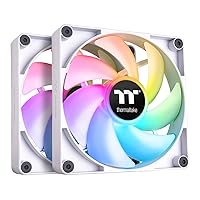 Thermaltake CT120 ARGB Sync PC Cooling Fan White (2-Fan Pack), 5V Motherboard Sync, 16.8 Million Colors 9 Addressable LEDs, 120 mm Hydraulic Bearing Case/Radiator Fan, CL-F153-PL12SW-A