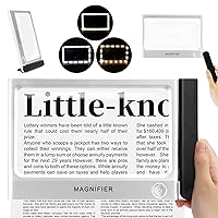 Large Magnifying Glass with Light, 5X Folding Full-Page Lighted Magnifier 48LED Cold and Warm Light with 3 Modes, Folding Handheld and standing Illuminated Magnifier for Seniors Low Vision Reading
