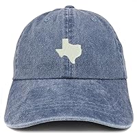 Texas State Map Embroidered Washed Cotton Adjustable Cap