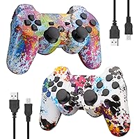 Wireless Controller Compatible with Play-Station 3 Rechargable Remote Control Gamepad with Charging Cable for PS-3