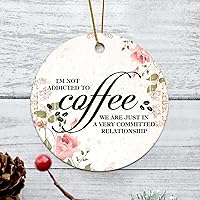 Personalized 3 Inch I'm Not Addicted to Coffee, We are Just in A Very Committed Relationship White Ceramic Ornament Holiday Decoration Wedding Ornament Christmas Ornament Birthday F