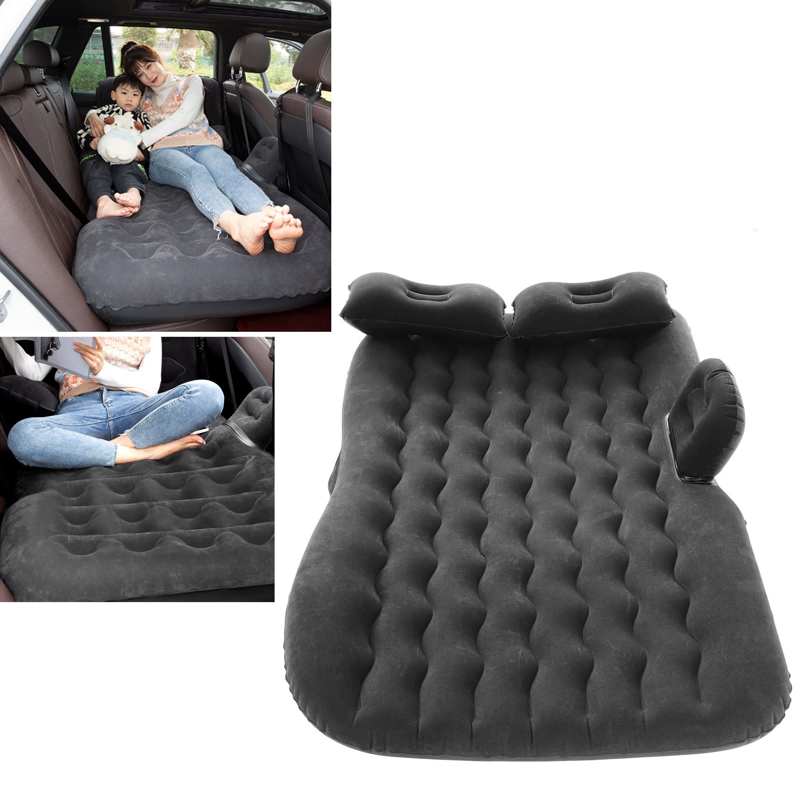 CHICIRIS Car Air Bed, Inflatable Car Mattress, Inflatable Car Air Mattress Bed Hammock Type Suede Car Camping Bed Sleeping Pad for Travel