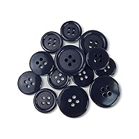 Basic Suit Buttons 16pc Set Includes 4 Buttons Measuring 20mm (3/4 Inch) for Jacket Front, 12 Buttons Measuring 15mm (5/8 Inch) for Jacket Sleeves and Pants, Blue Navy, 16-Buttons