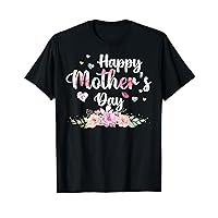 Happy Mother's Day 2024 Cute Floral for Women Mom Grandma T-Shirt