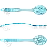 DecorRack Bath Brush with Bristles, Long Handle for Exfoliating Back, Body, and Feet, Bath and Shower Scrubber, Blue (1 Pack)