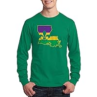 Threadrock Men's Mardi Gras Louisiana Fleur De Lis Long Sleeve T-Shirt