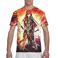 Comfortable Fairy Tail Erza Scarlet Anime Men's T Shirt,Men's Short Sleeve T-Shirt,Crew Neck T-Shirt for Men,Men's Tops