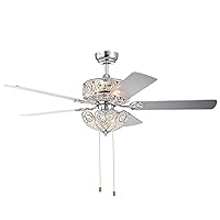 Warehouse of Tiffany Catalina Chrome-Finish 5-blade 52-inch Crystal Ceiling Fan Optional Remote (Incl. 2 Blade Colors)