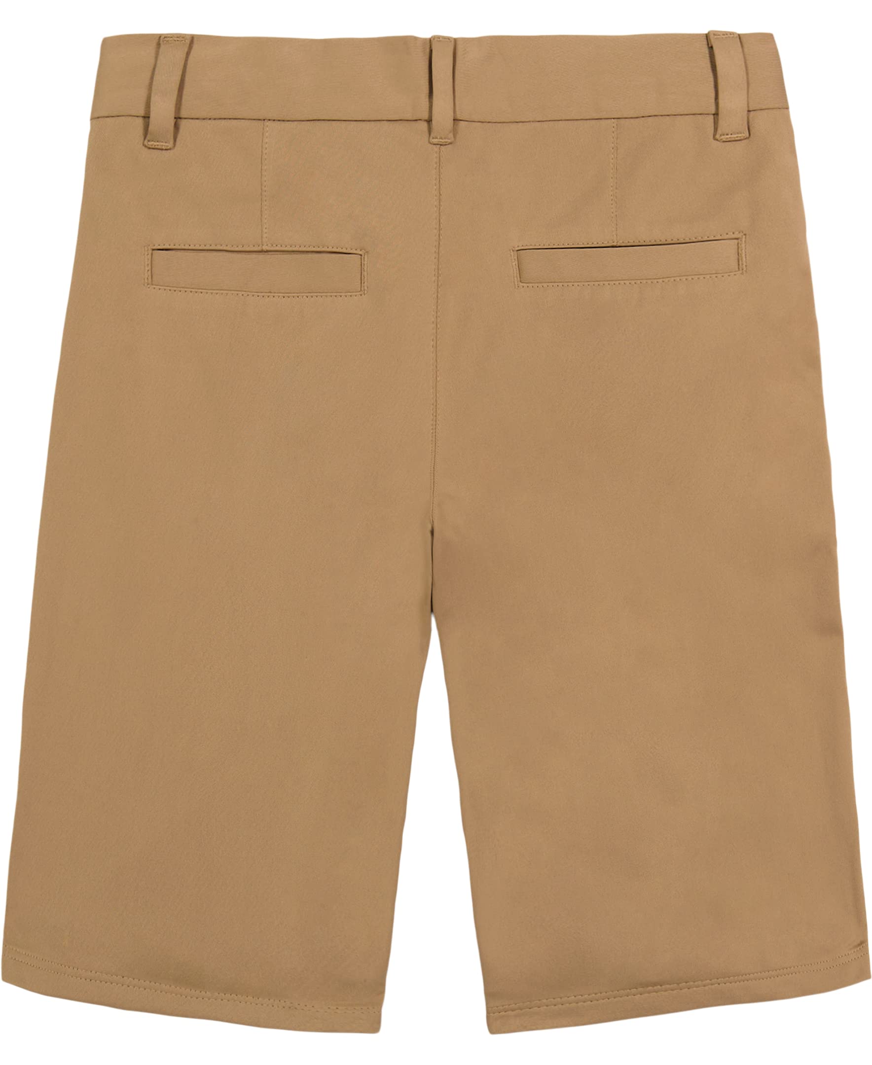 Nautica Boys' School Uniform Warp Knit Shorts, Flat Front & Zipper Closure, Wrinkle Resistant Fabric, Burnished Khaki, 18