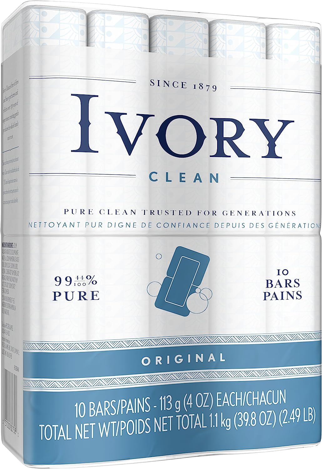 Ivory Clean Original Bath Bar, 10 count (Packaging may Vary)