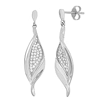 Mother's Day Gift For Her Sterling Silver Diamond Dangle Earrings for Women