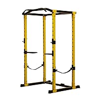 HulkFit Pro Series Multifunctional Adjustable Home Gym Exercise Equipment Power Cage Squat Rack with Attachments and Accessories for Bench Press, Squats, & Deadlifts - Multicolor